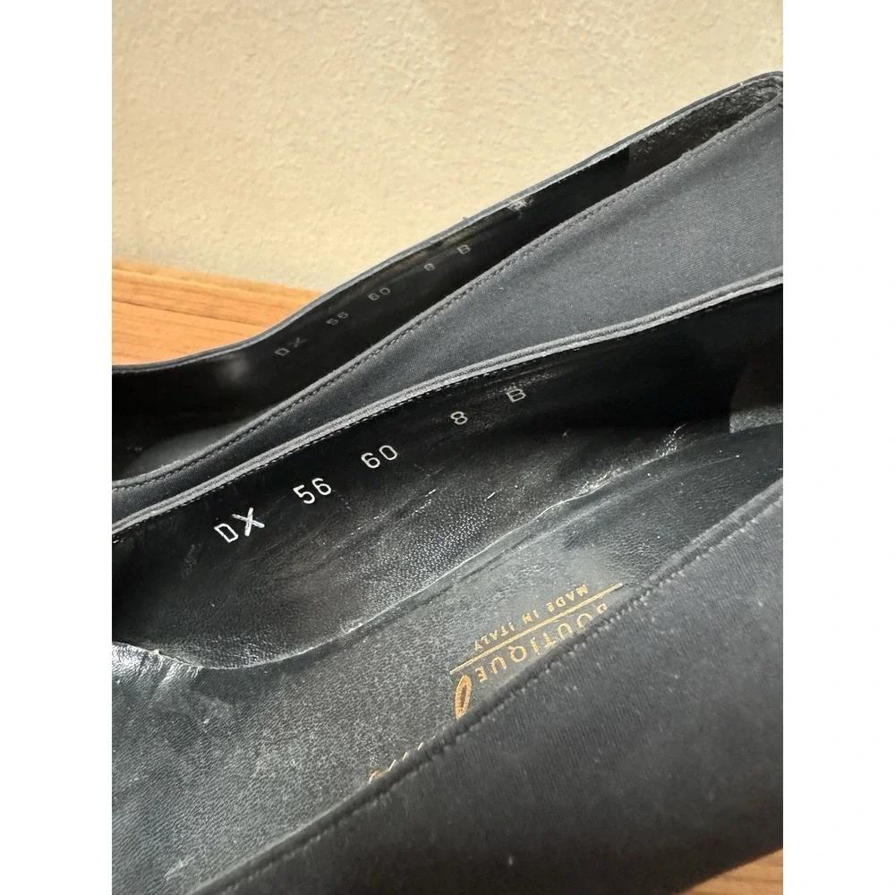 Salvatore Ferragamo Boutique Black Satin Kitten Heels Pumps Size 8 B Italy VTG